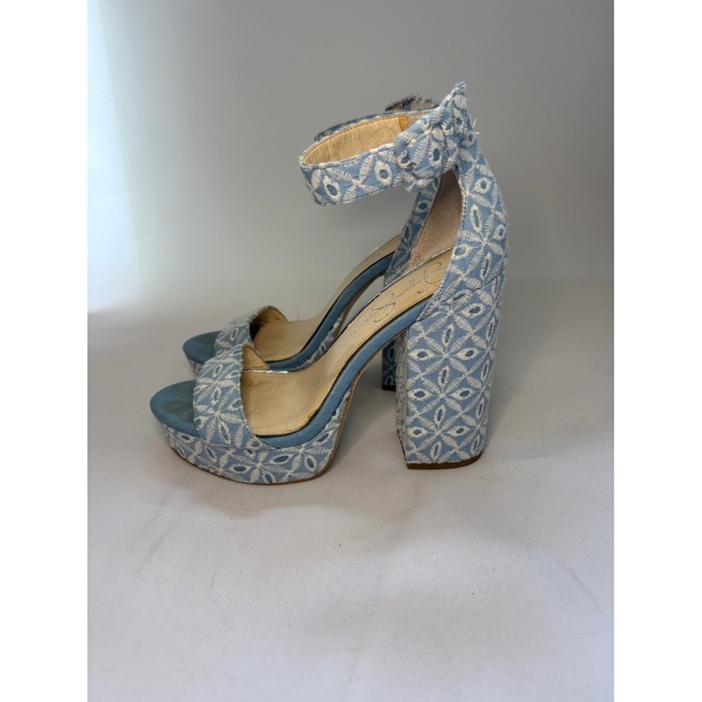 Jessica Simpson Caiya Blue Floral Jacquard Platform Heels‎ Size 8.5 - Picture 4 of 8